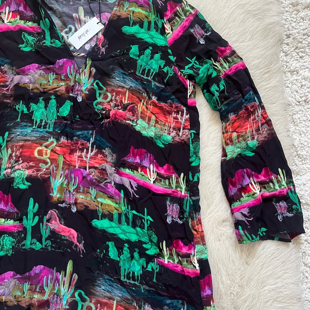 Rodeo Plunge Smock Mini Dress - Picture 3 of 11